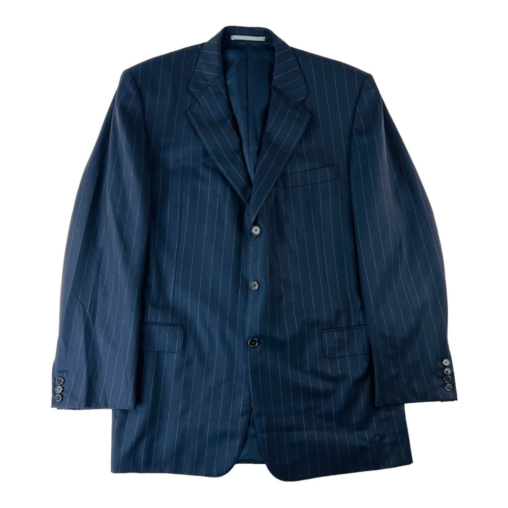 Hickey Freeman Blue w/ Chalkstripe Loro Piana Super 130 3 Btn 2 Vent Blazer 46L